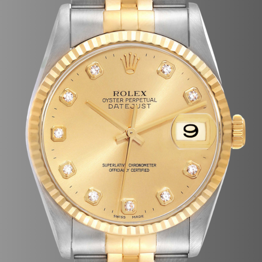 Rolex Datejust 36mm Diamond Dial Steel Yellow Gold Watch