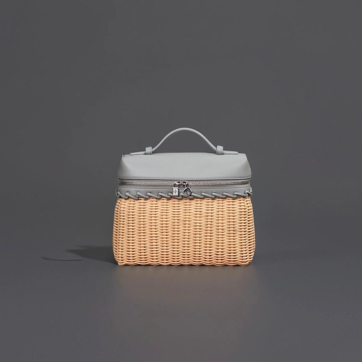 Wicker Calfskin East West L19 Extra Pocket Pouch Eucalyptus