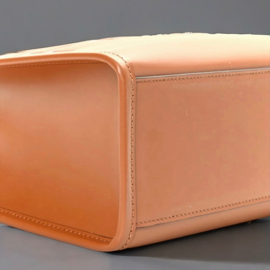 Vitello King Plexiglass Logo Embossed Small Fendi Sunshine Shopper Tote Cuoio