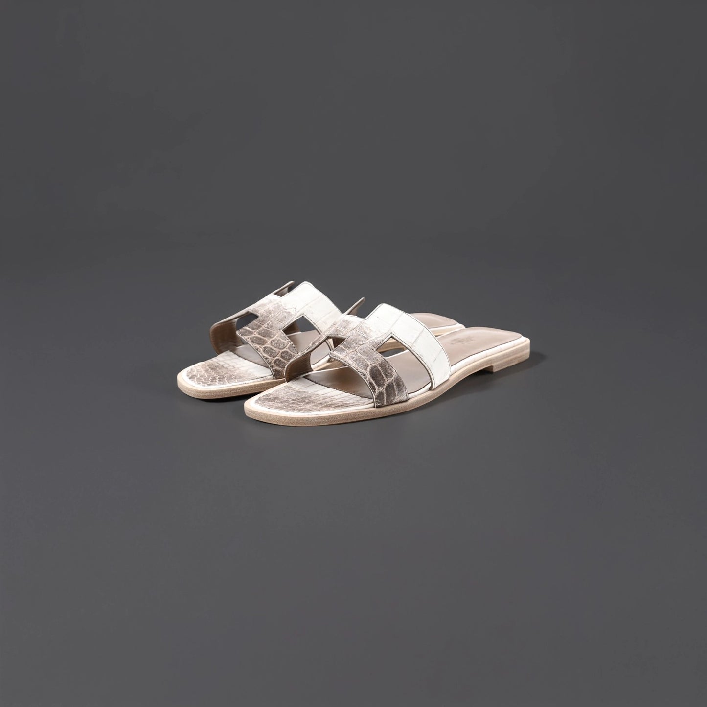 Matte Niloticus Crocodile Himalaya Oran Sandals 39 Blanc