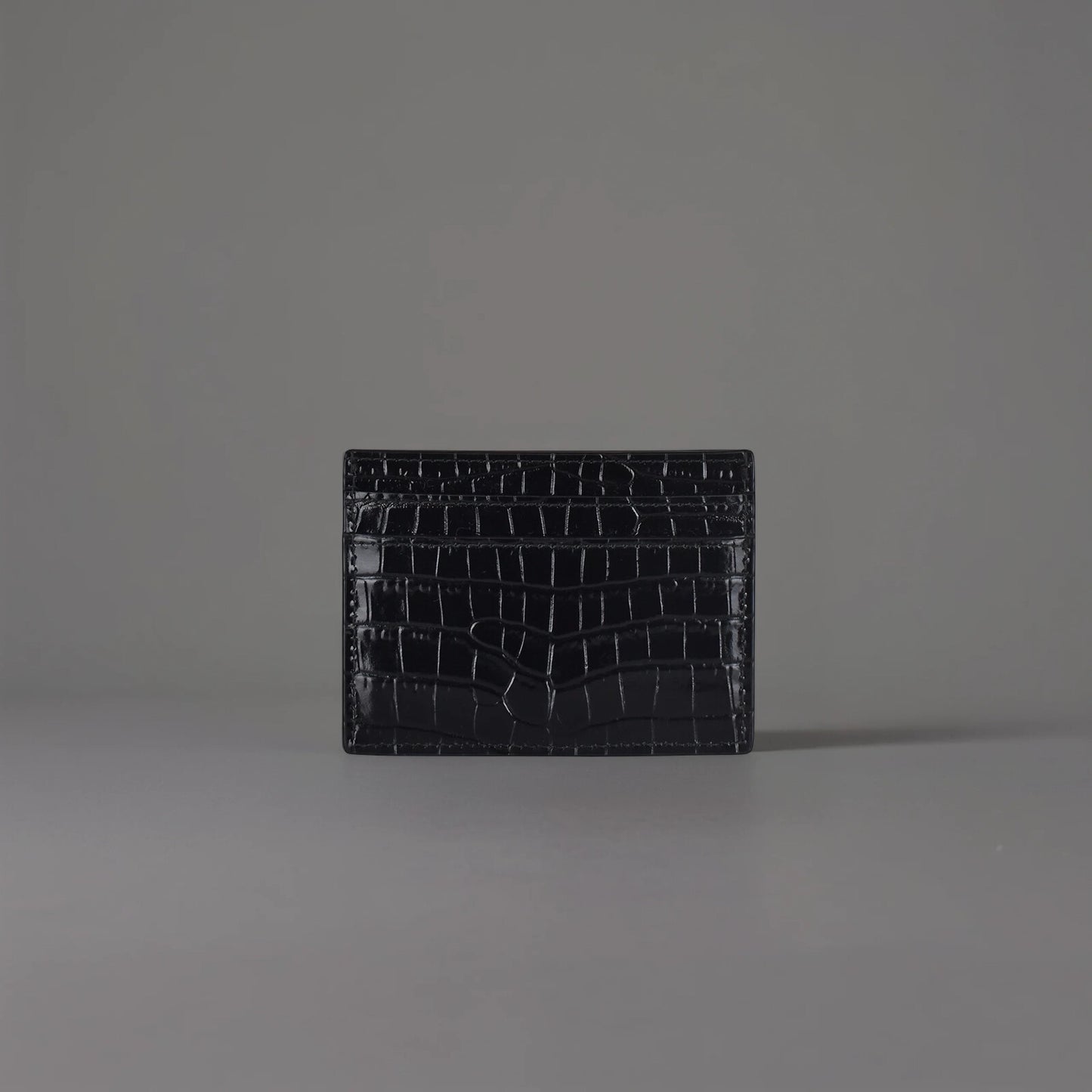 Shiny Calfskin Crocodile Embossed Monogram Cardholder