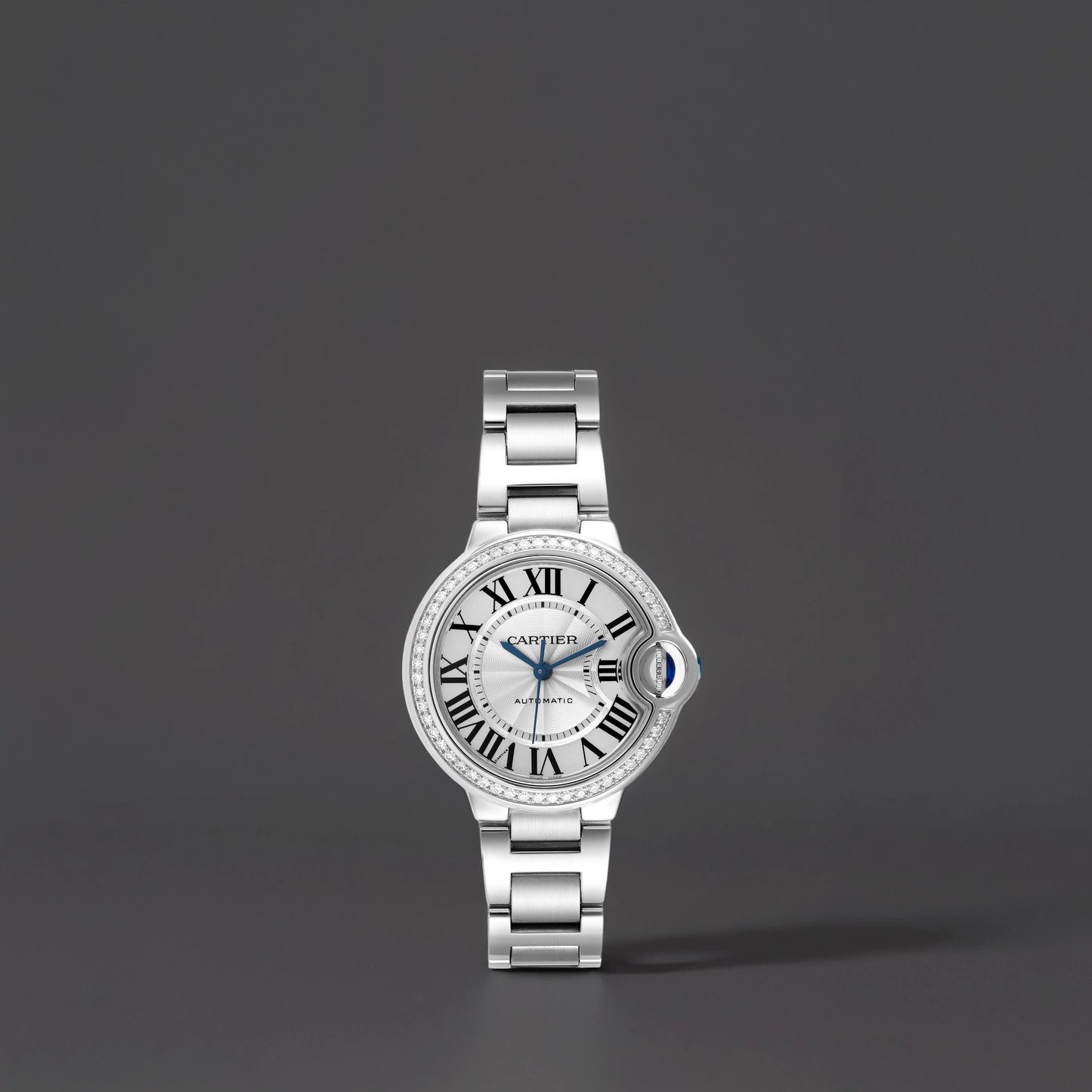 Cartier Ballon Bleu 33 Steel Diamond Bezel Ladies Watch