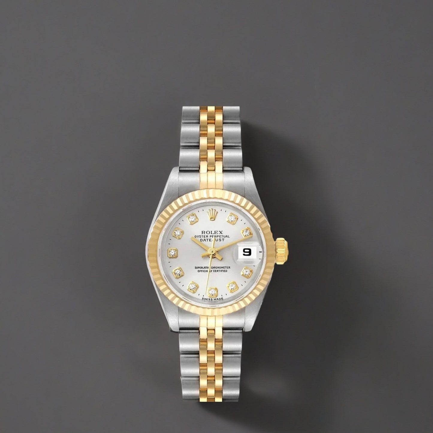 Rolex Datejust 26mm Steel Yellow Gold Silver Diamond Ladies Watch