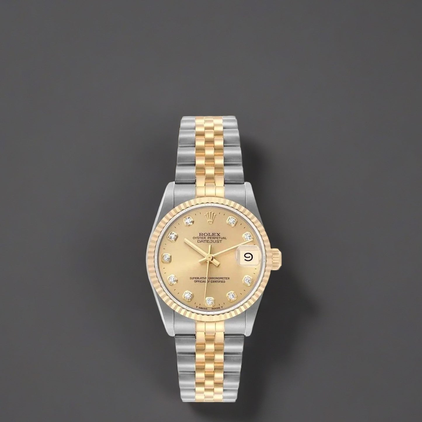 Rolex Datejust 31 Midsize Steel Yellow Gold Diamond Dial Watch