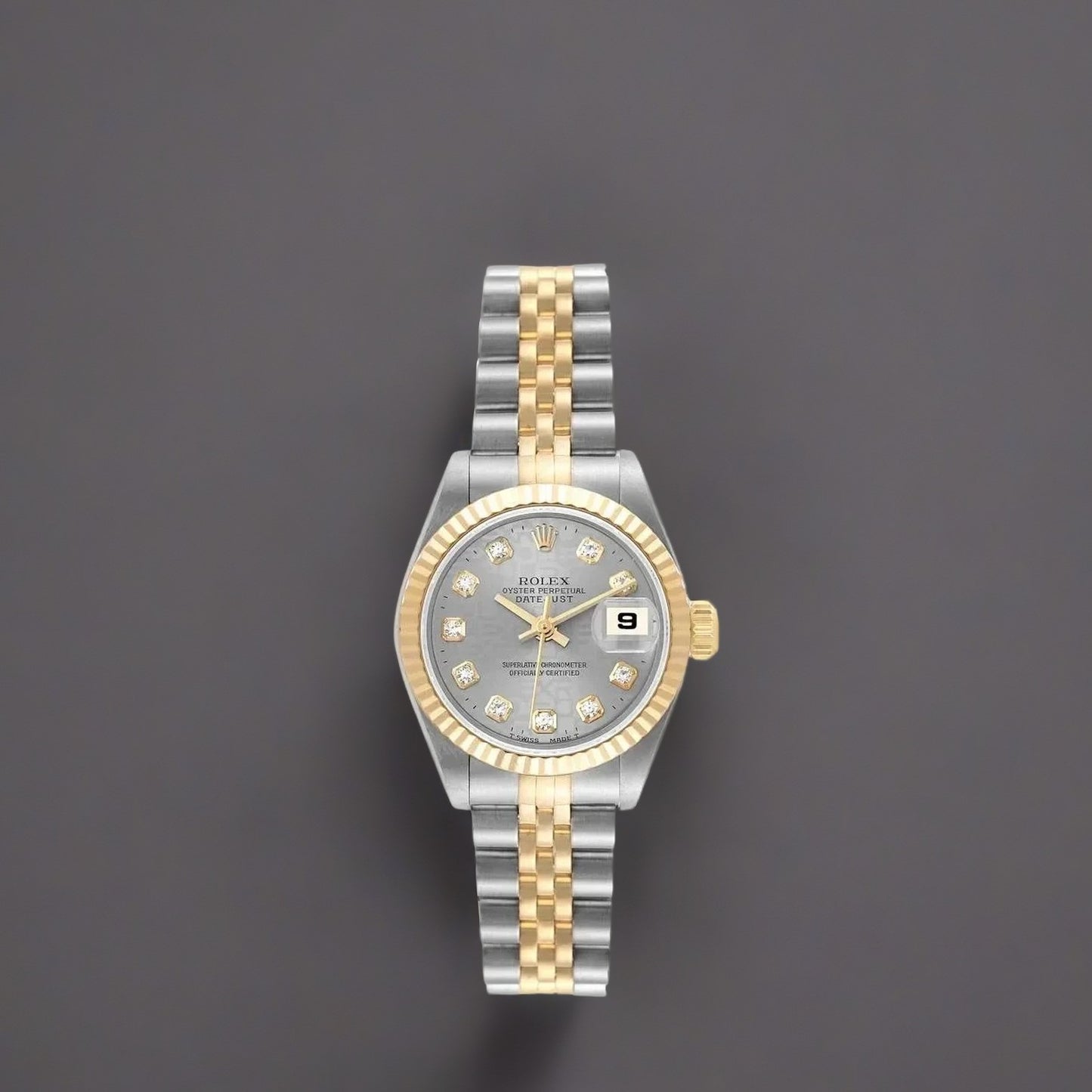 Rolex Datejust 26mm Steel Yellow Gold Slate Diamond Dial Watch