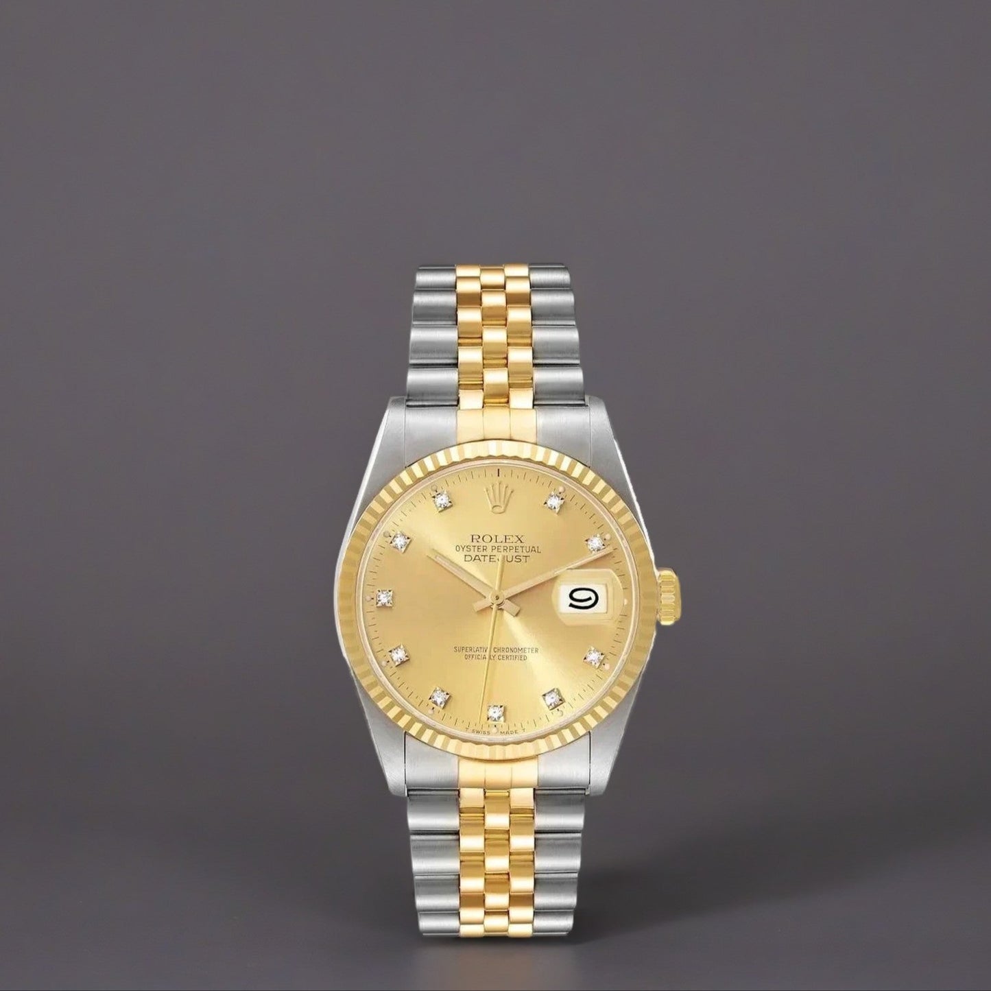Rolex Datejust 36mm Champagne Diamond Dial Steel Yellow Gold New Lock