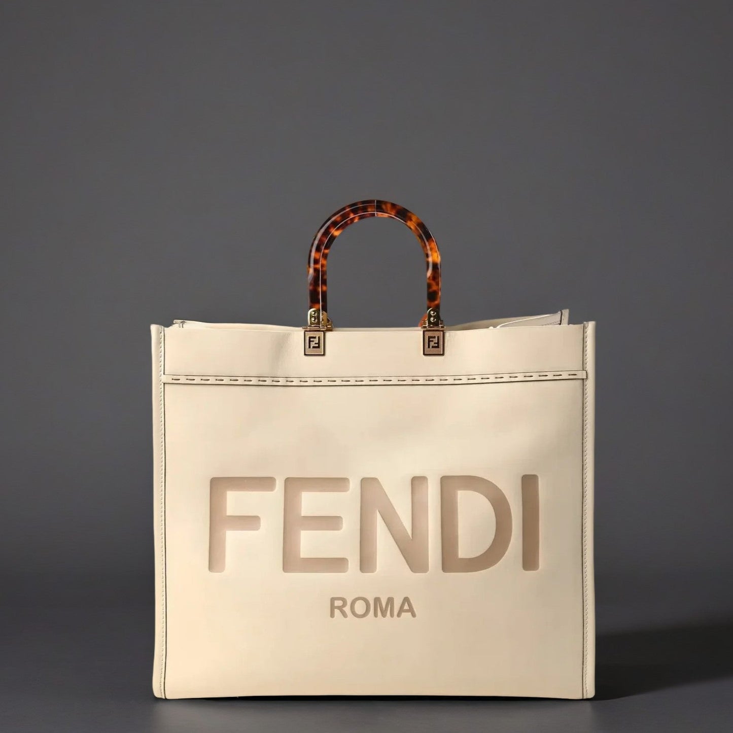 Calfskin Plexiglass Medium Sunshine Shopper Tote White