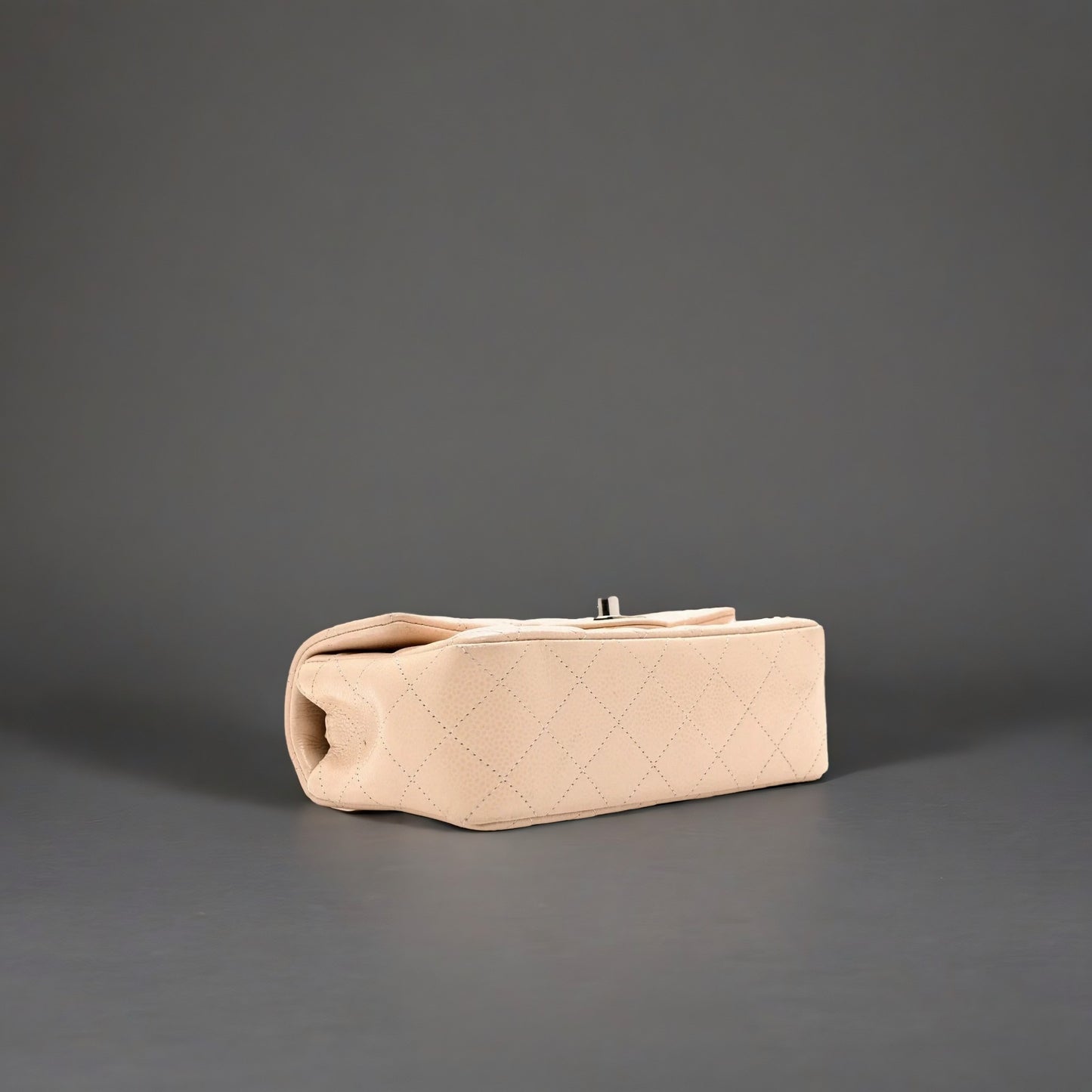 Caviar Quilted Mini Rectangular Flap Light Beige