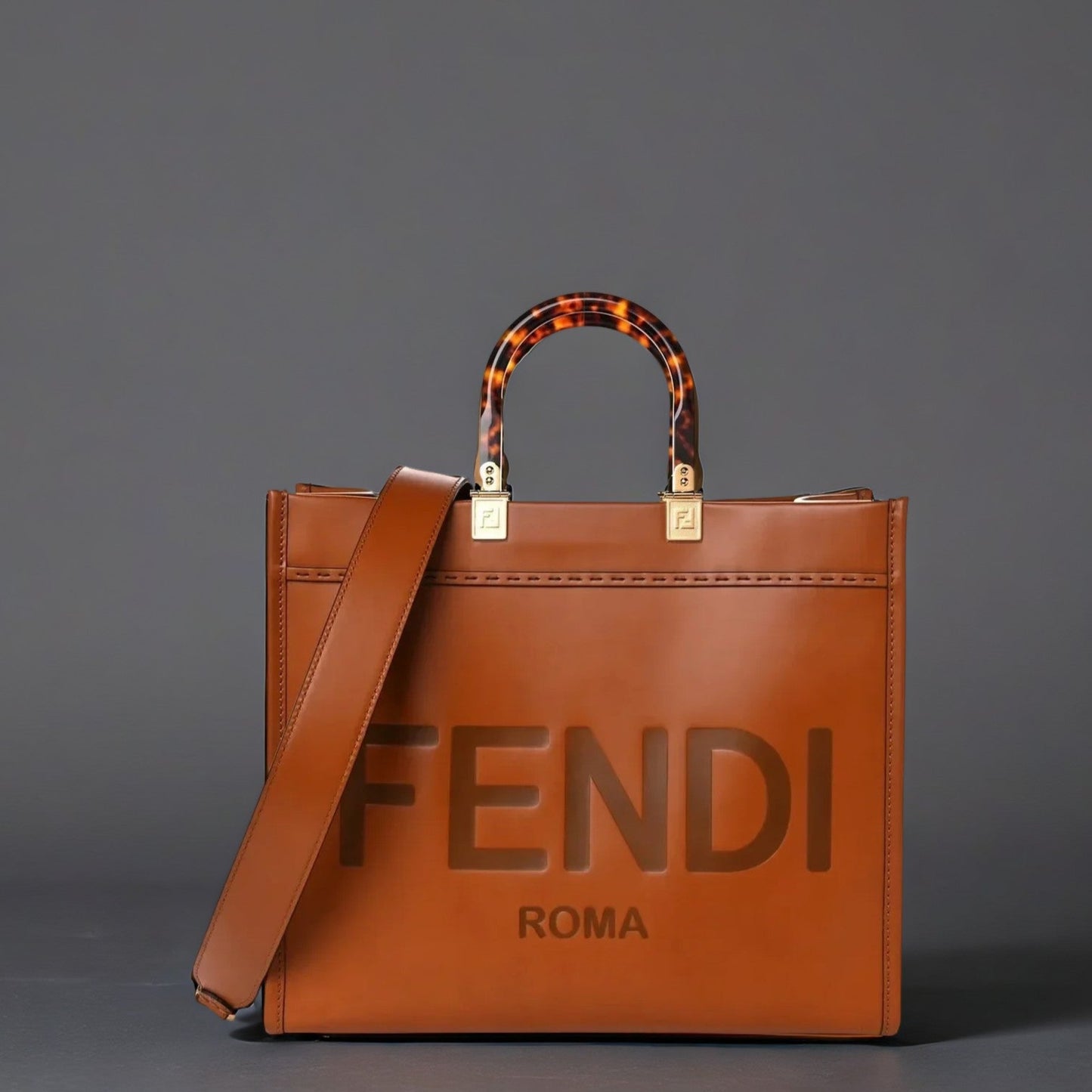 Calfskin Plexiglass Medium Sunshine Shopper Tote Cuoio