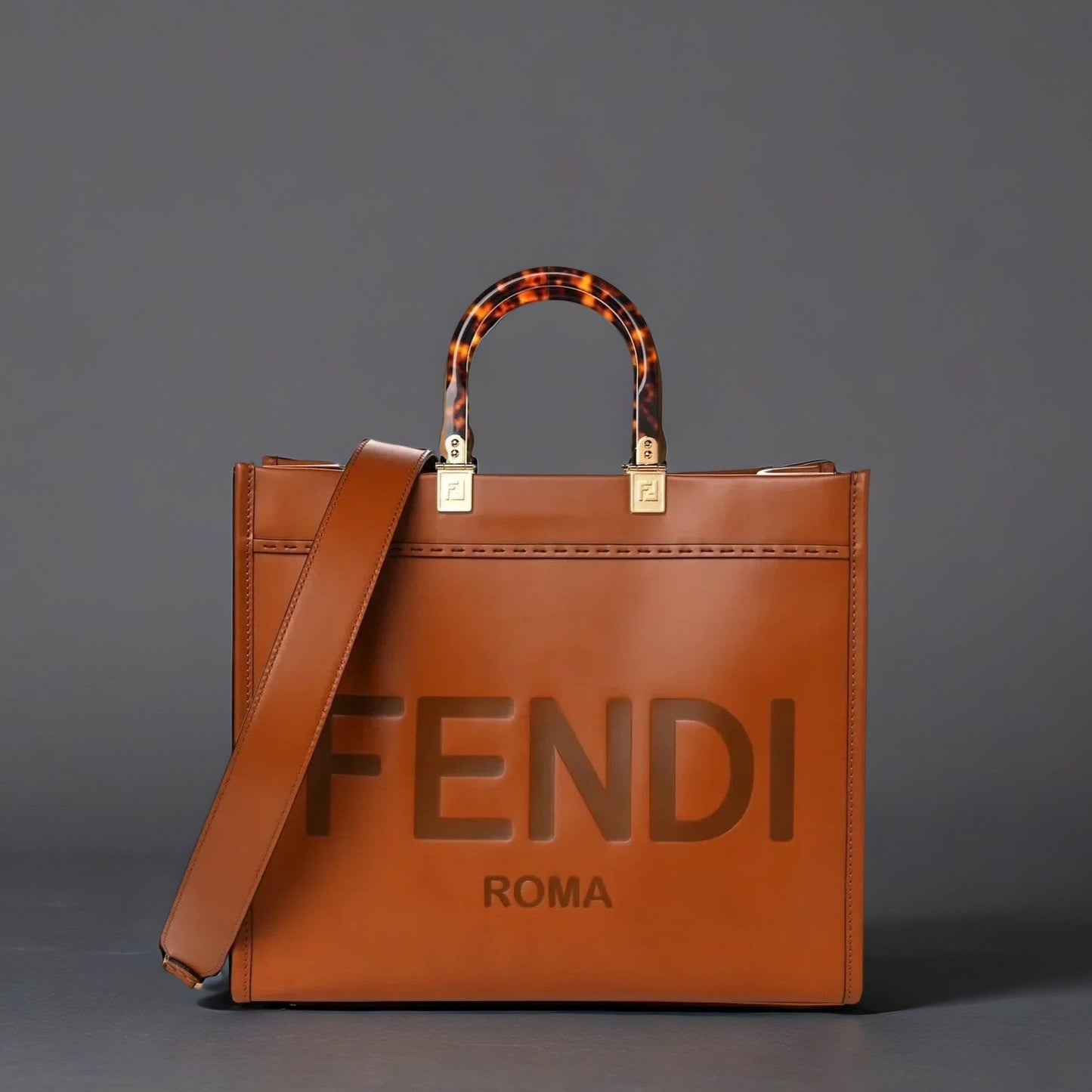 Calfskin Plexiglass Medium Sunshine Shopper Tote Cuoio