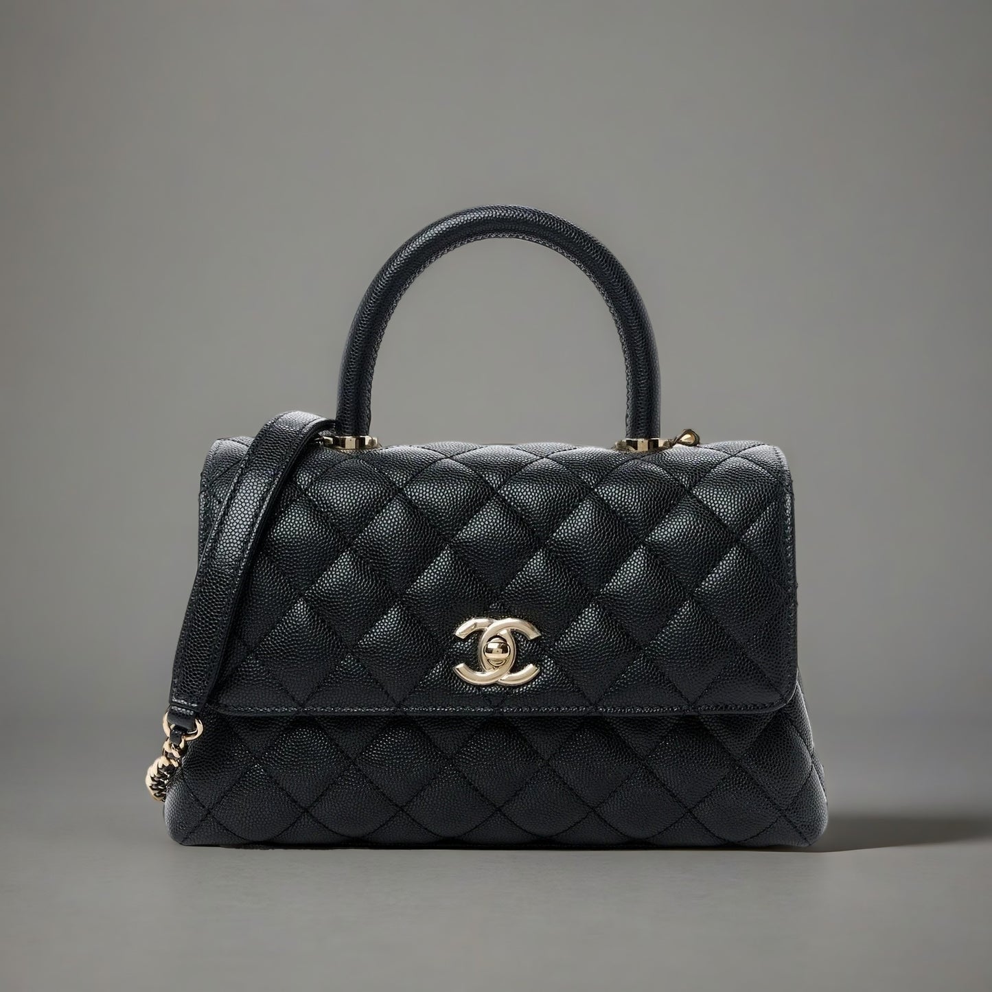 Caviar Quilted Mini Coco Handle Flap Black
