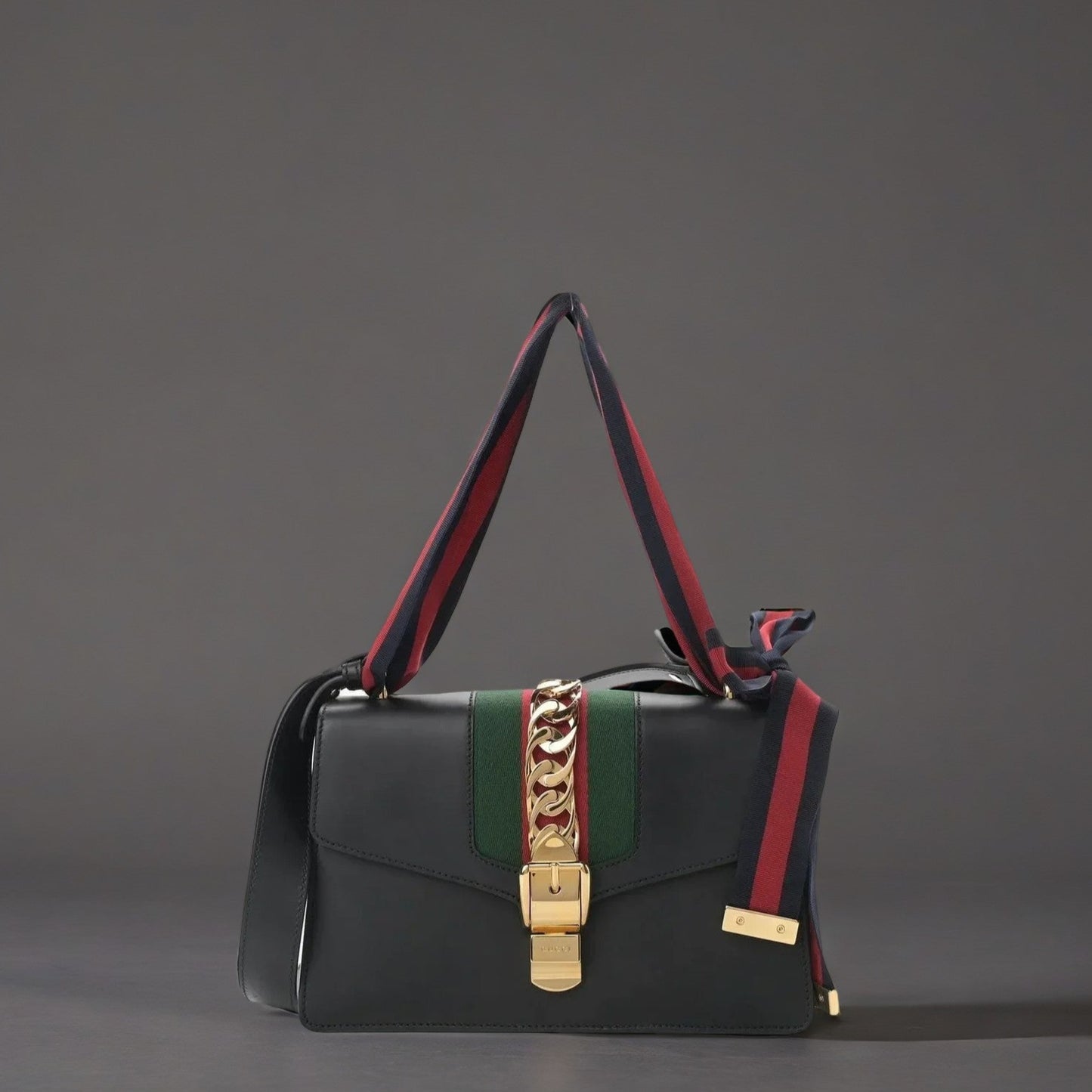 Calfskin Small Sylvie Shoulder Bag Black