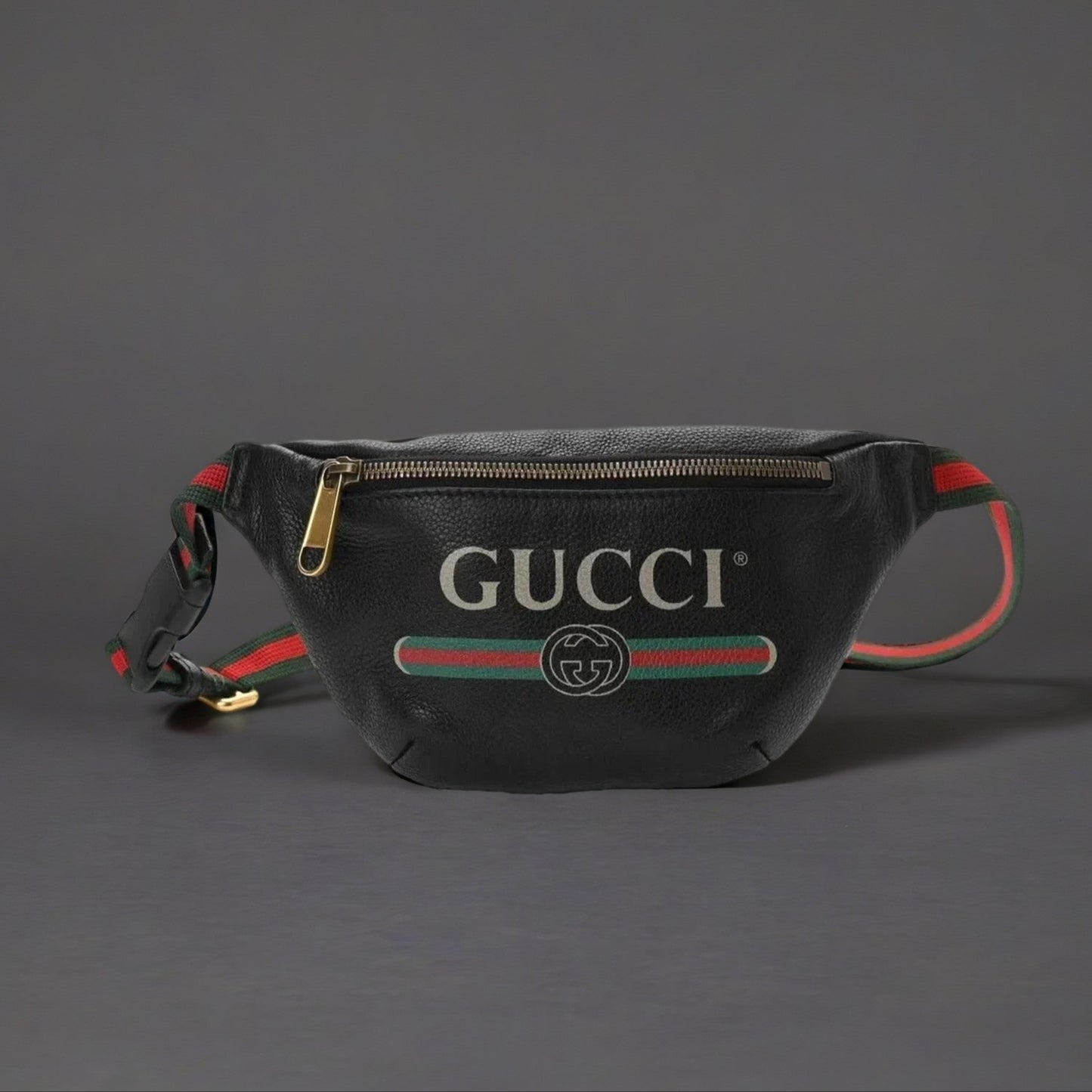 Grained Calfskin Small Logo Belt Bag Black