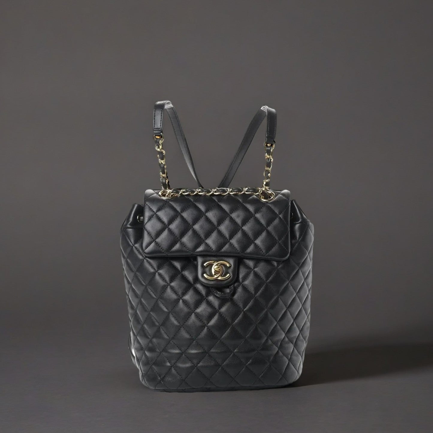 Lambskin Quilted Small Urban Spirit Backpack Black