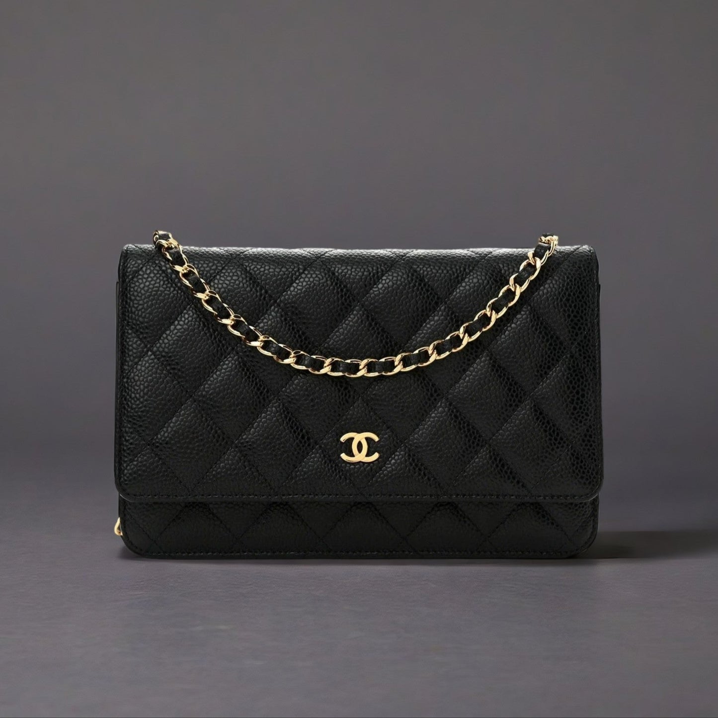 Caviar Quilted Wallet On Chain WOC Black