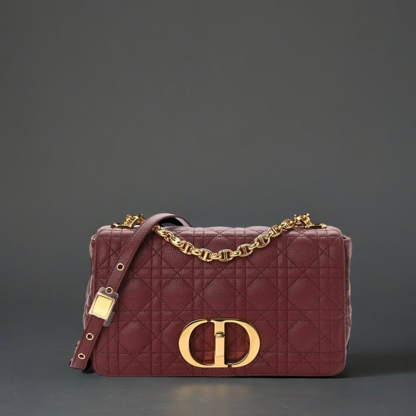 Calfskin Cannage Medium Caro Bag Brick Red
