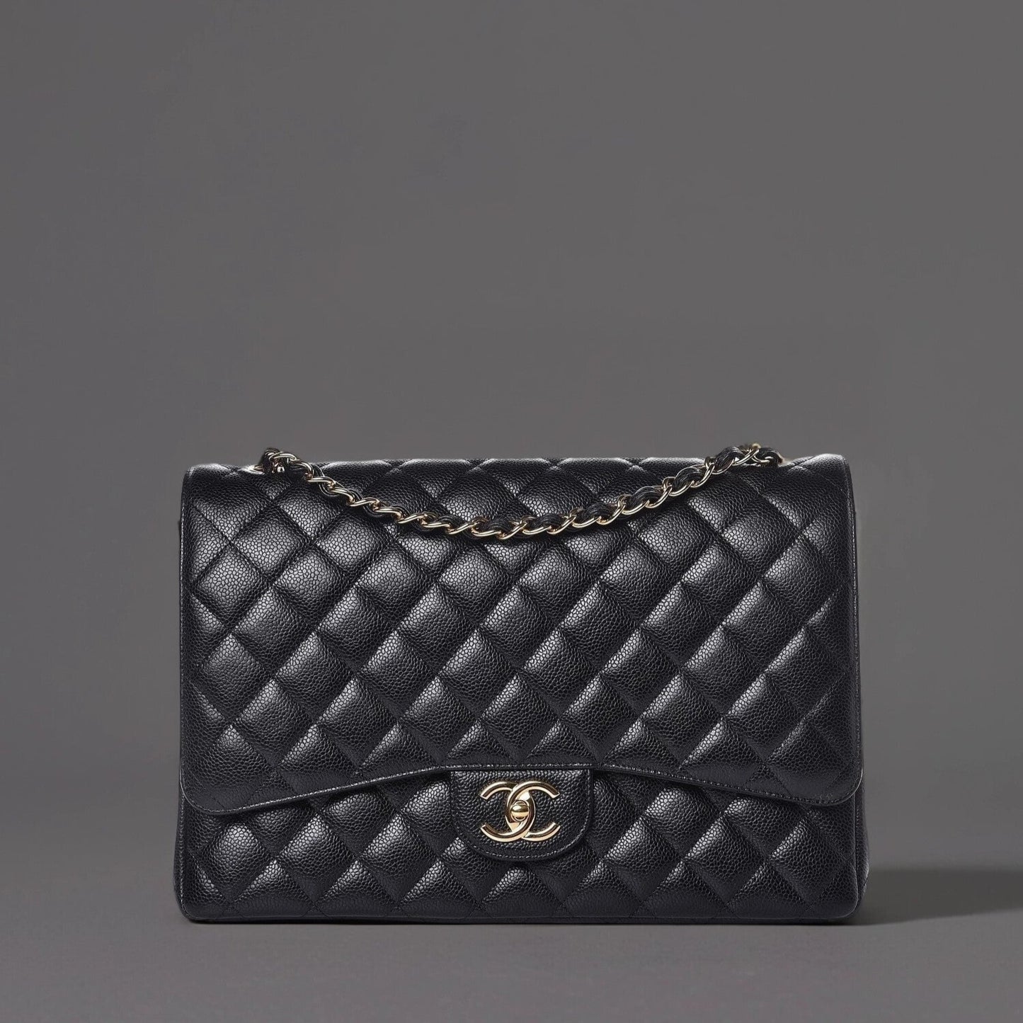 Caviar Quilted Maxi Double Flap Black