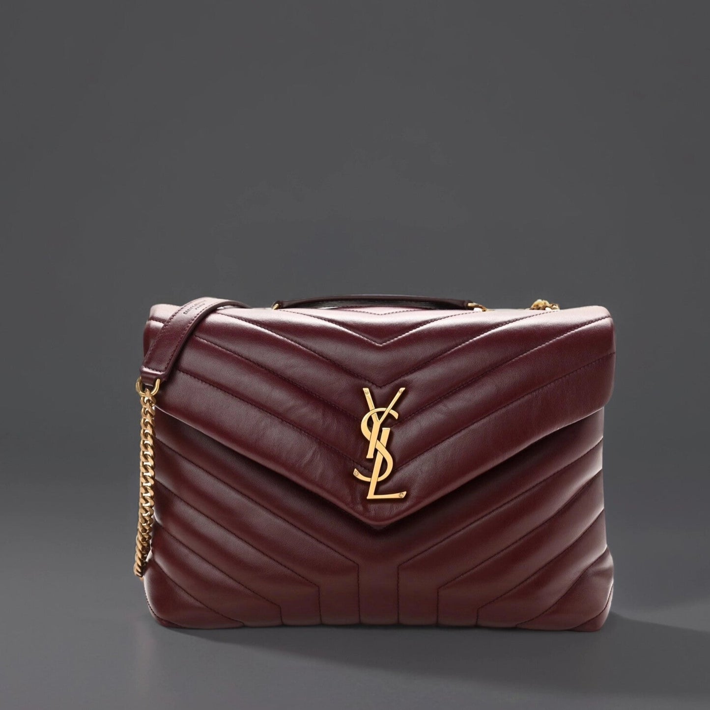 Calfskin Y Quilted Monogram Medium Loulou Chain Satchel Rouge Legion