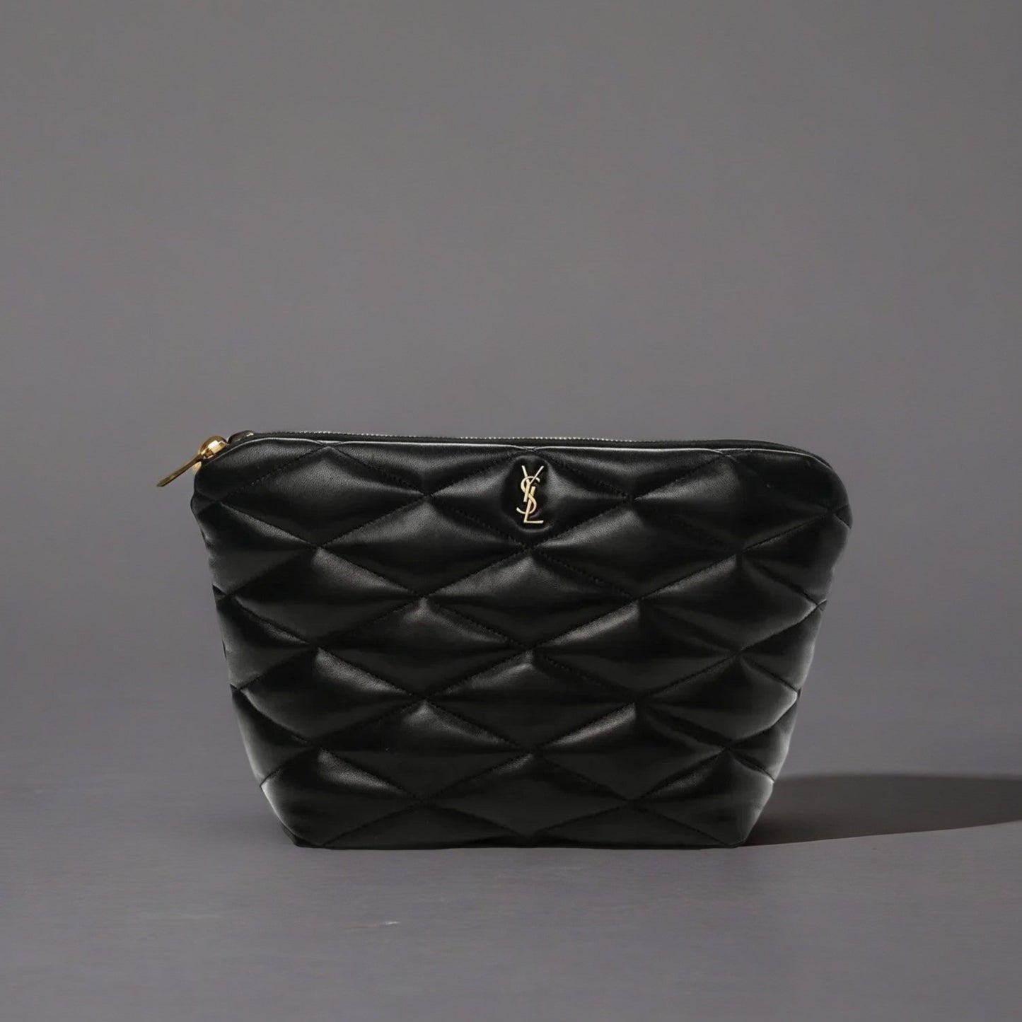 Lambskin Monogram Medium Sade Puffer Pouch Black
