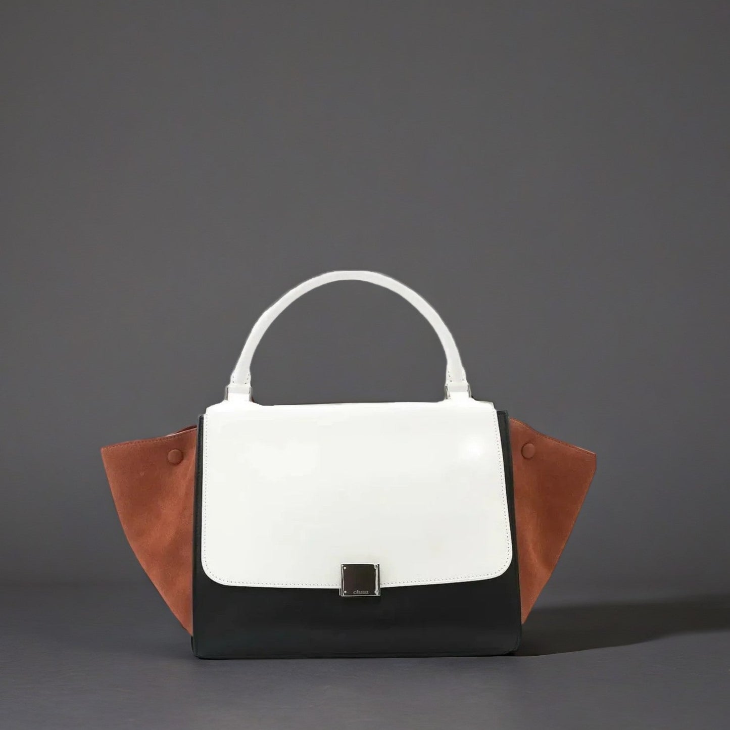 Celine Tricolor Leather and Suede Medium Trapeze Top Handle Bag