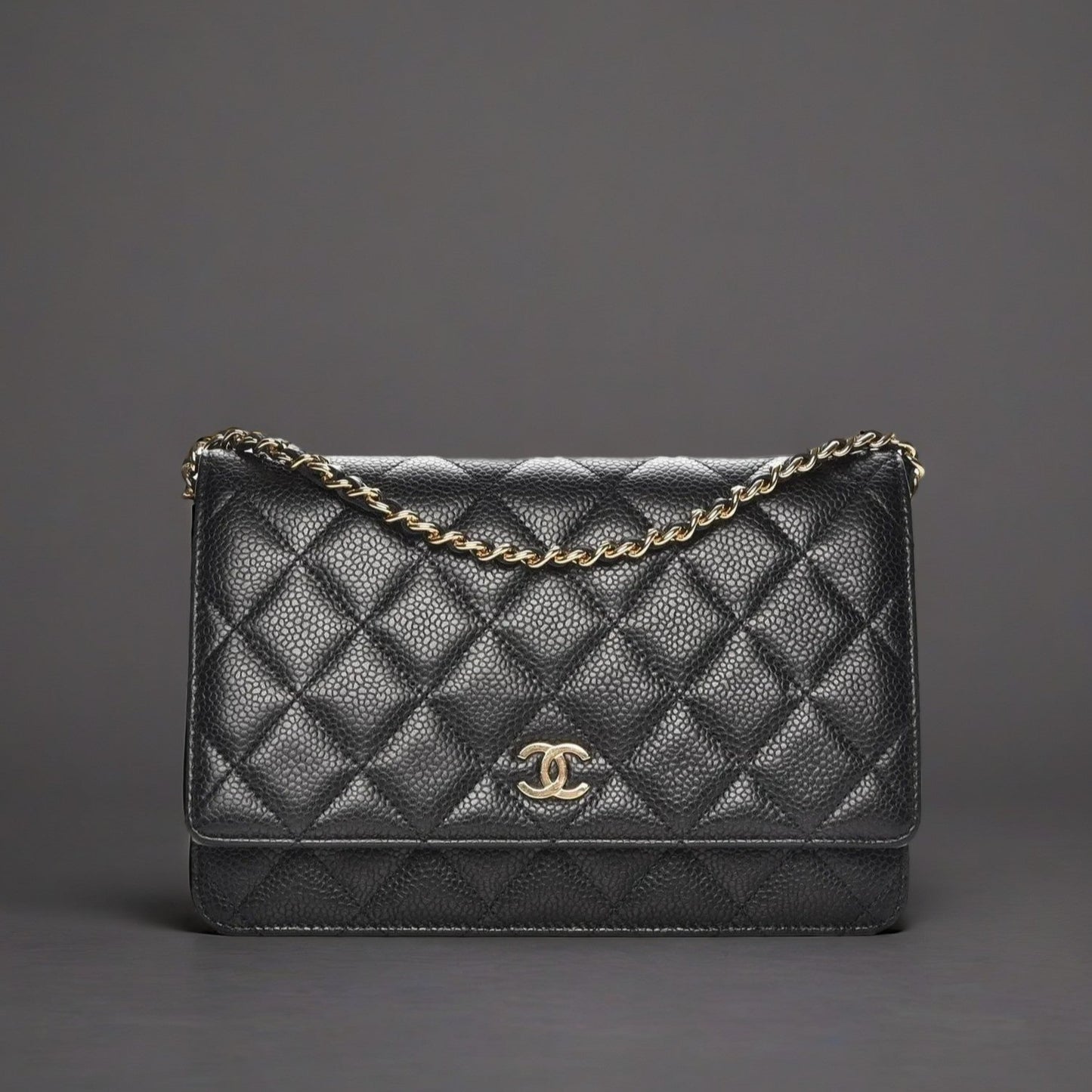 Caviar Quilted Wallet On Chain WOC Black