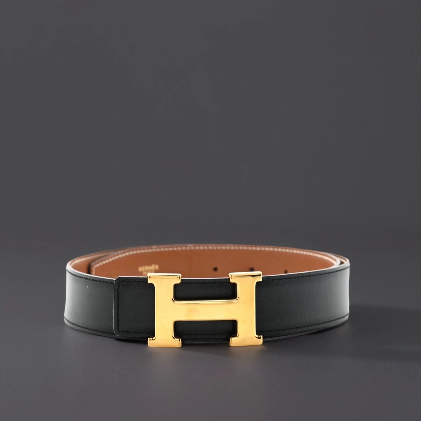 Swift Epsom 24mm Mini H Belt 75 Black Gold