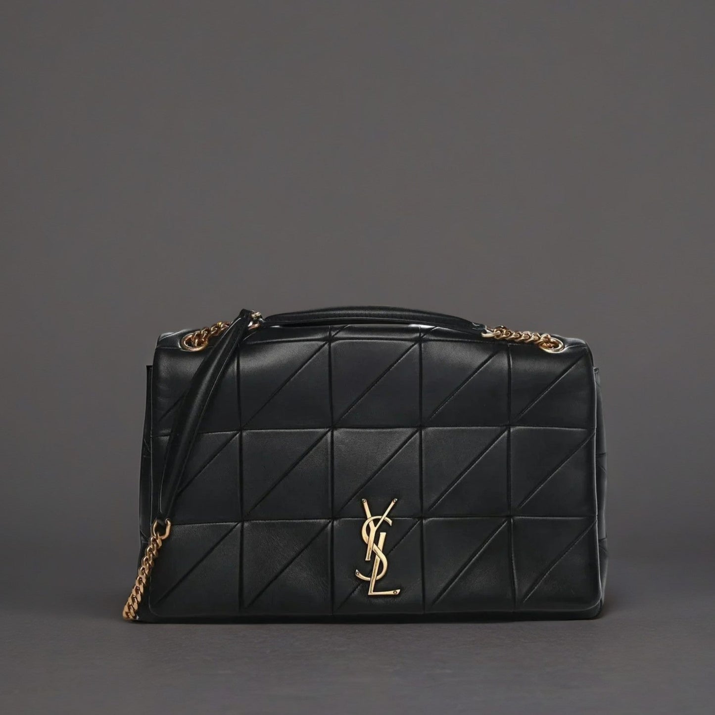 Lambskin Patchwork Monogram Large Jamie Black