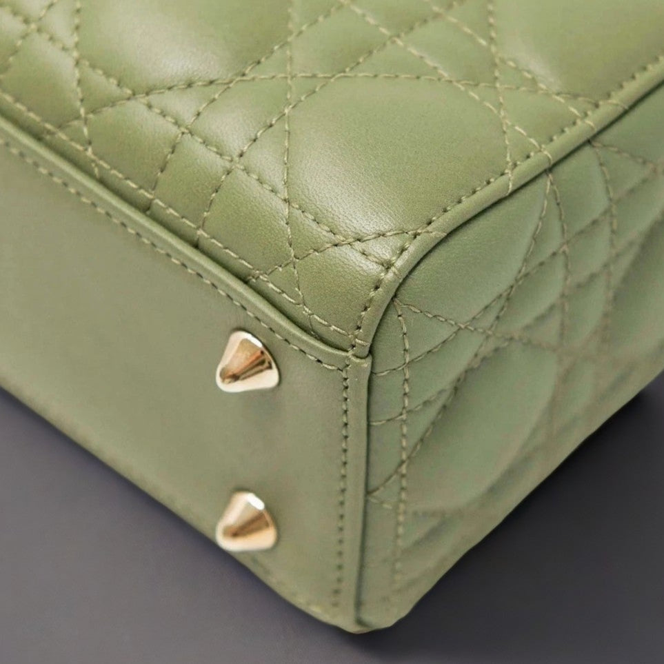 Lambskin Cannage Small My ABCDior Lady Dior Pastel Peyote Green