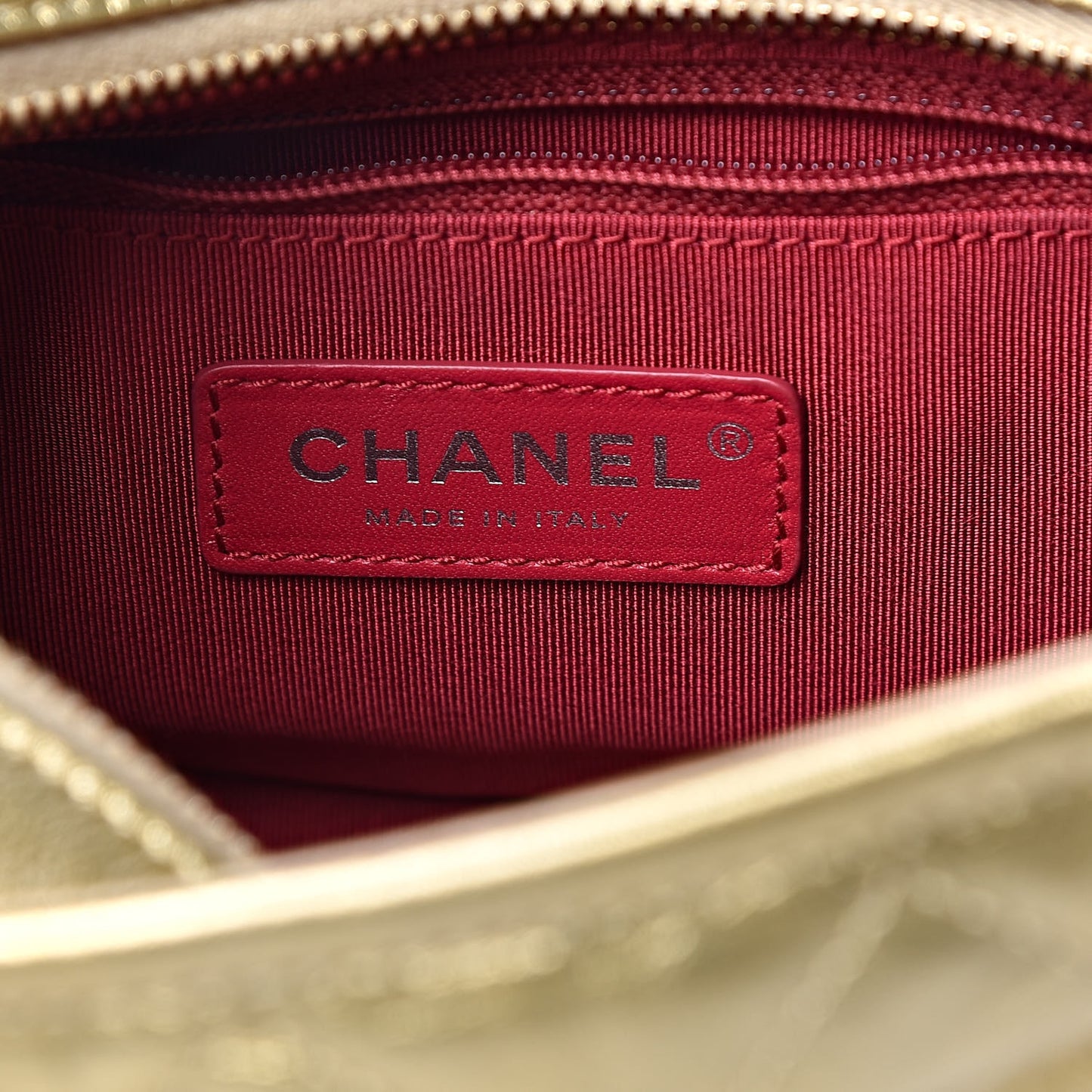 Metallic Aged Calfskin Quilted Small Gabrielle Hobo Gold