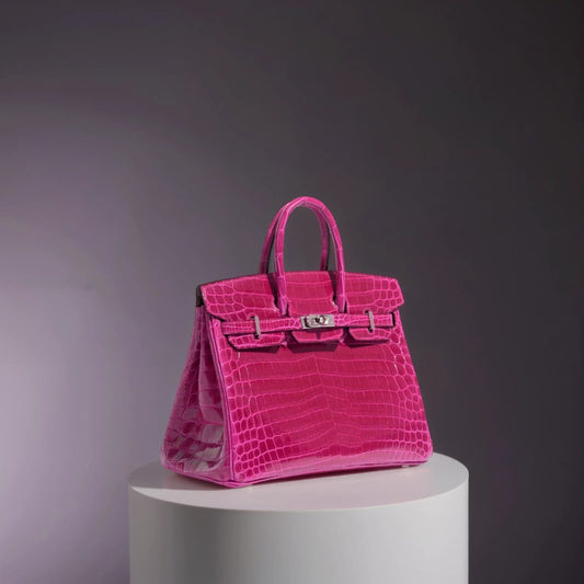 Shiny Niloticus Crocodile Birkin 25 Rose Scheherazade