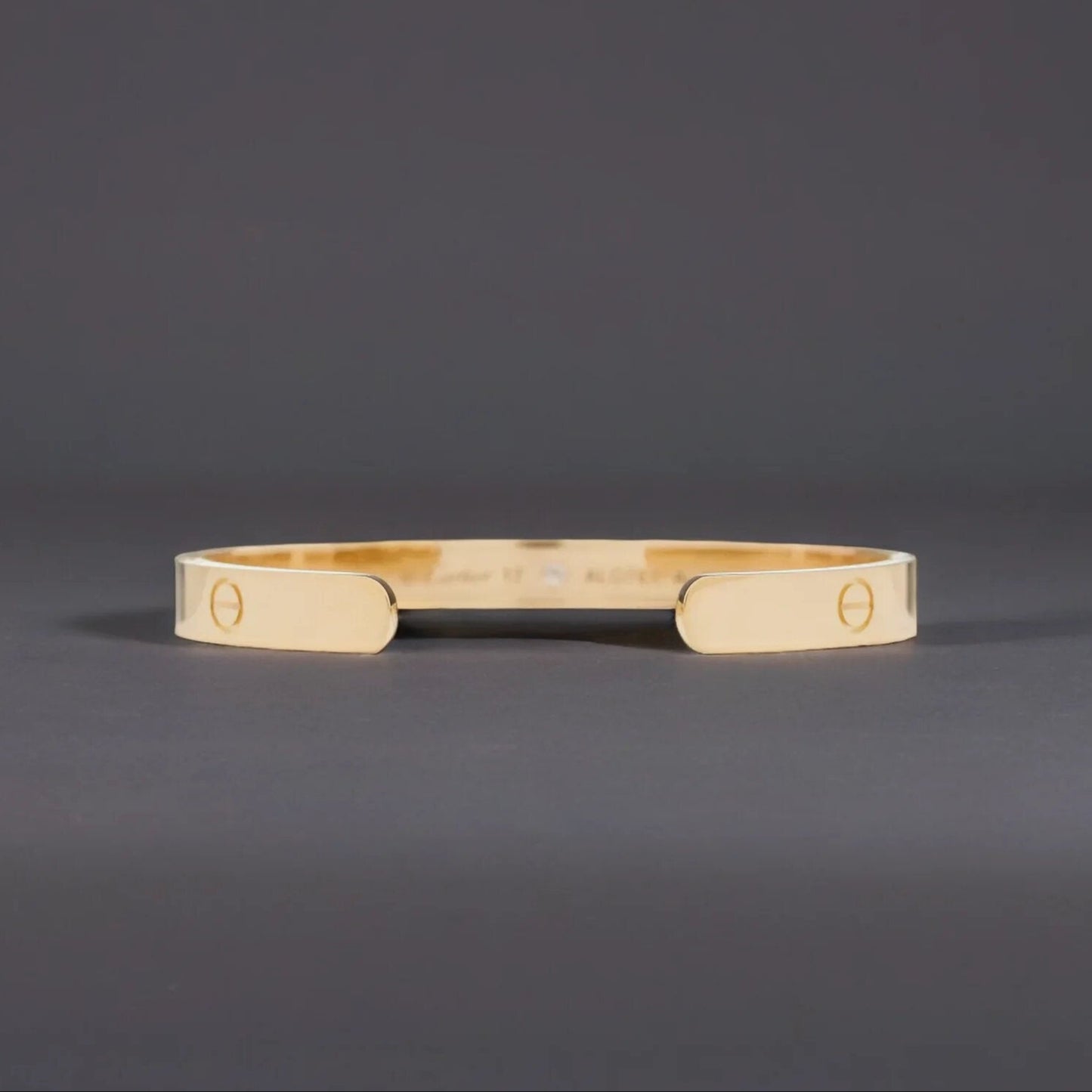 18K Yellow Gold 1 Diamond LOVE Cuff Bracelet 16