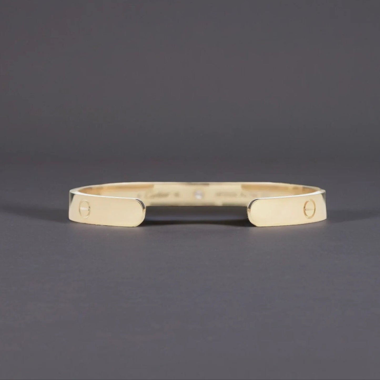 18K Yellow Gold 1 Diamond LOVE Cuff Bracelet 17