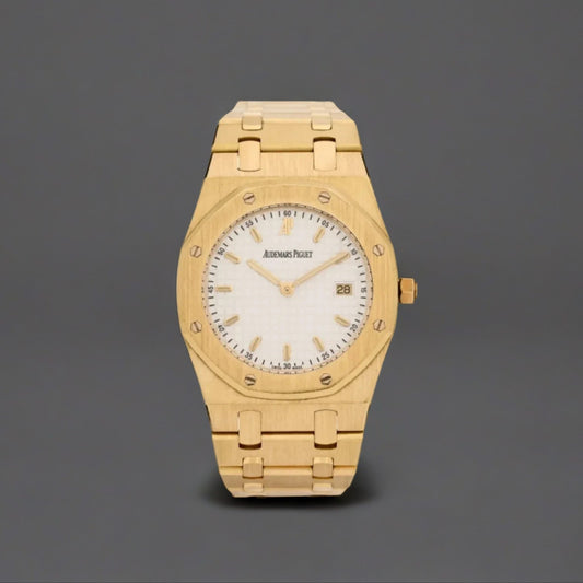 18K Yellow Gold 33mm Royal Oak Quartz Watch White