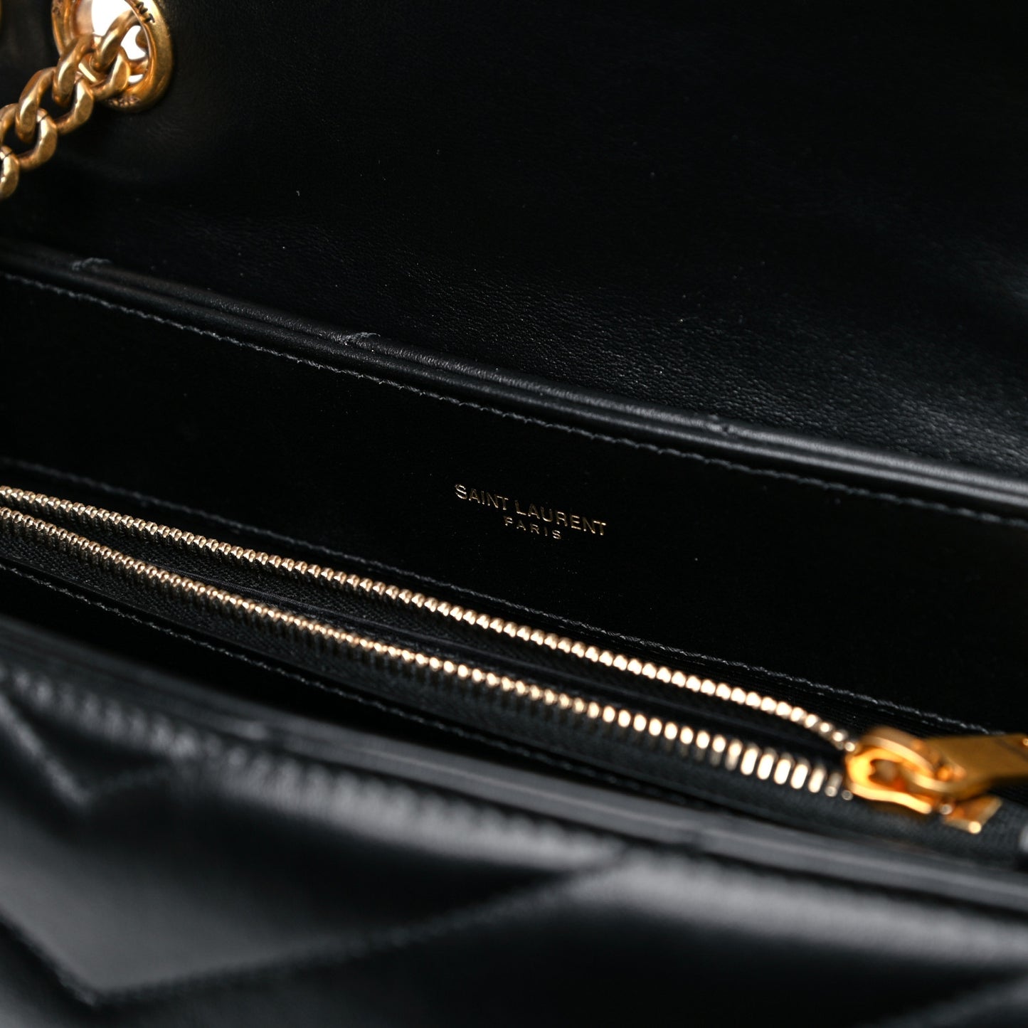 Calfskin Y Quilted Monogram Medium Loulou Chain Satchel Black