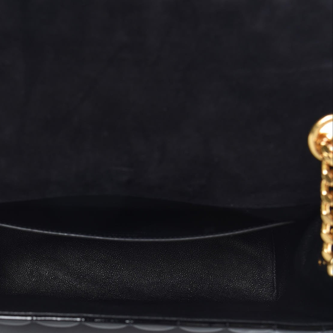 Patent Matelasse Monogram Large Vicky Chain Bag Black