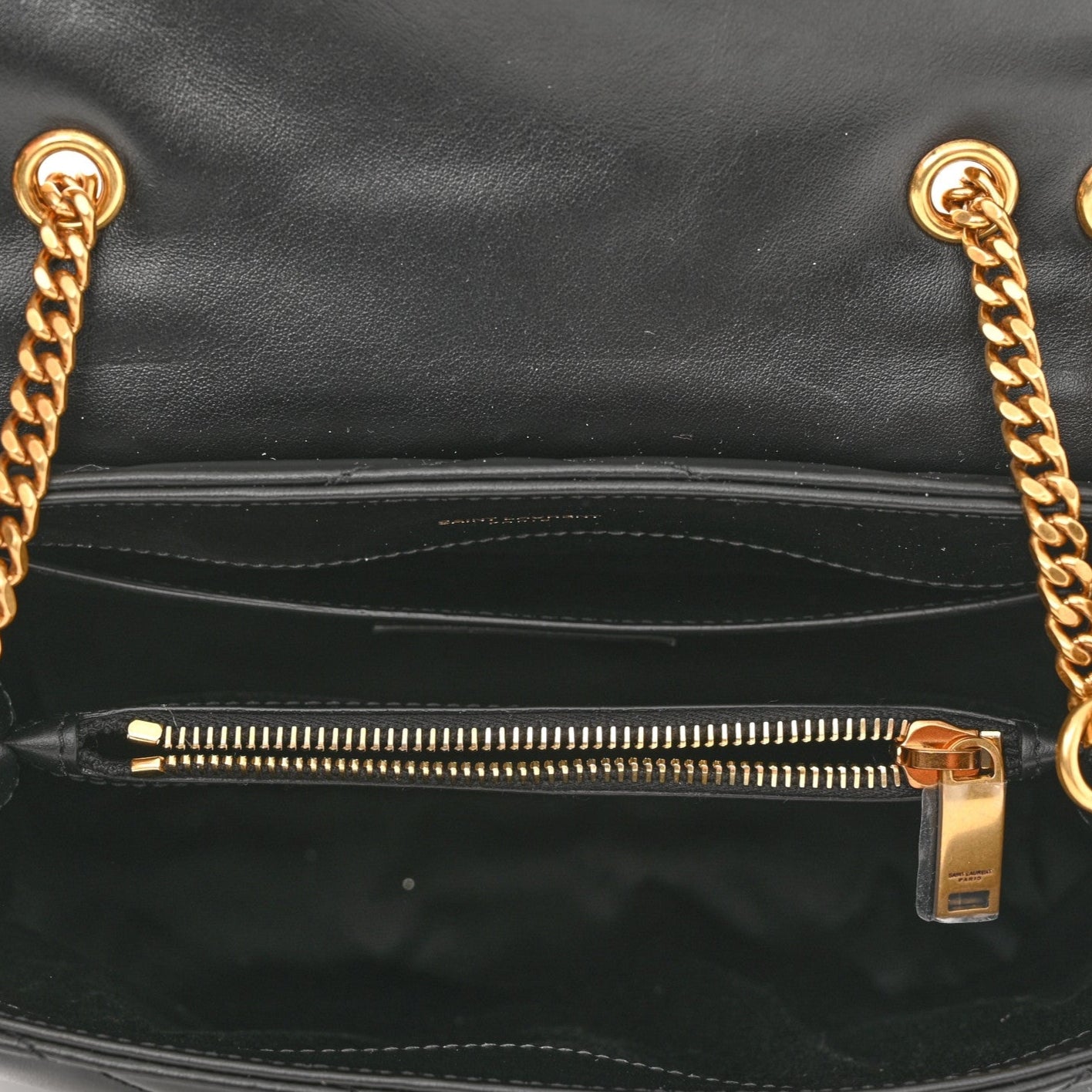 Calfskin Y Quilted Monogram Small Loulou Chain Satchel Black