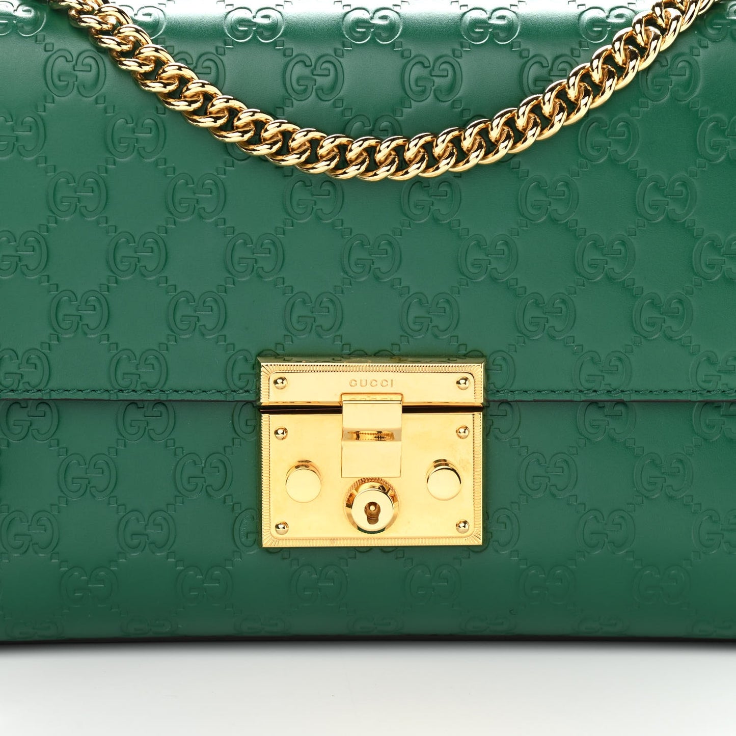 Guccissima Medium Padlock Shoulder Bag Emerald