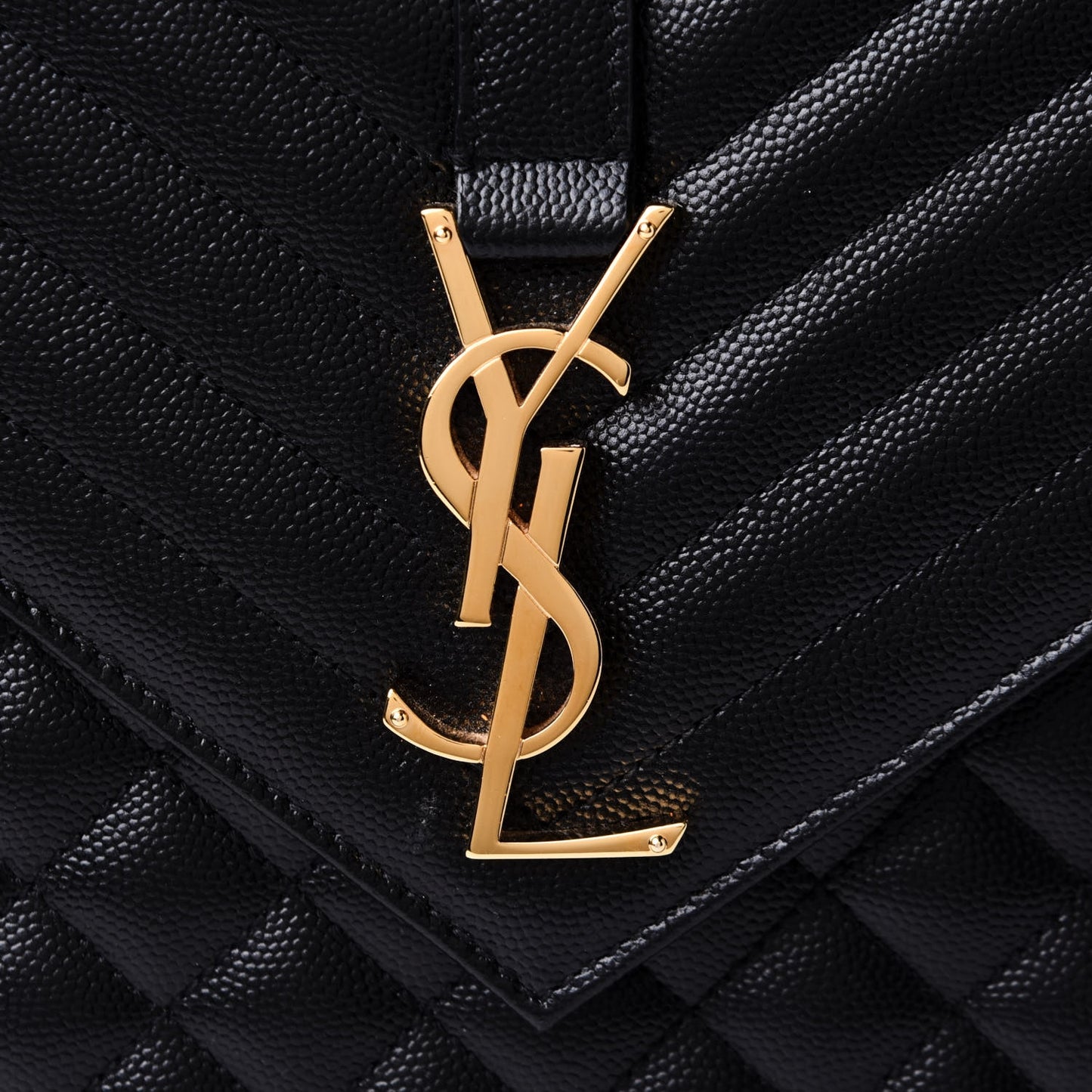 Grain De Poudre Textured Mixed Matelasse Large Triquilt Monogram Satchel Black