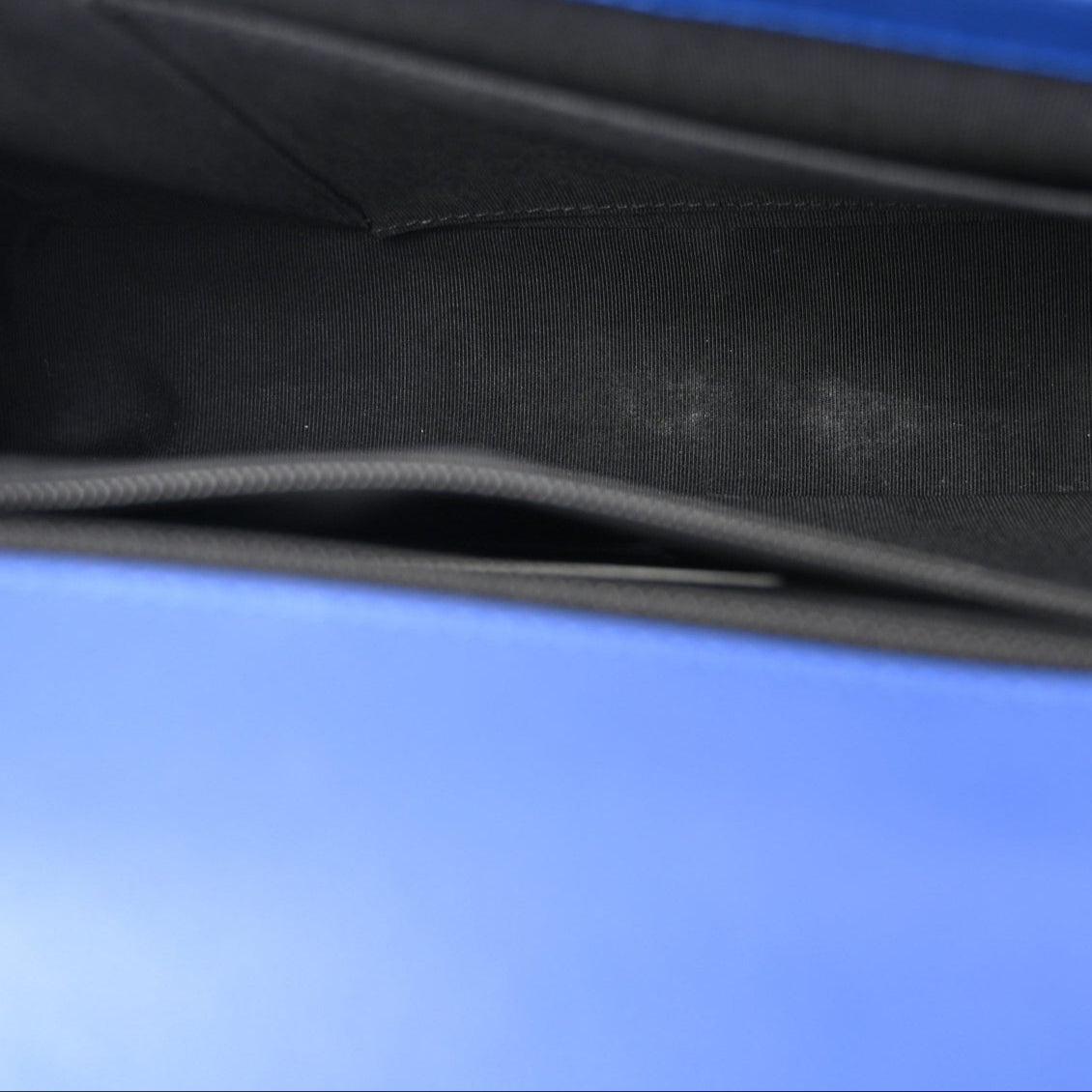 Blue Quilted Patent Leather New Medium Plexiglass Boy Bag