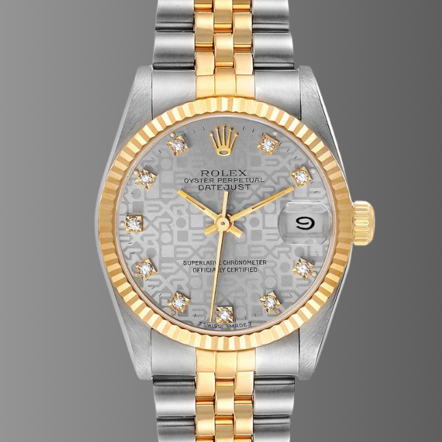 Rolex Datejust Midsize 31mm Steel Yellow Gold Diamond Dial Watch