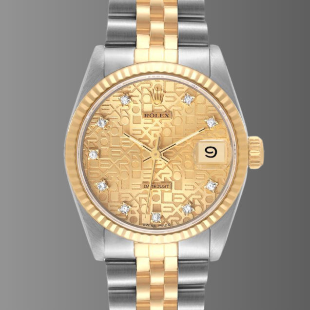Rolex Datejust 31mm Midsize Steel Yellow Gold Diamond Dial Watch