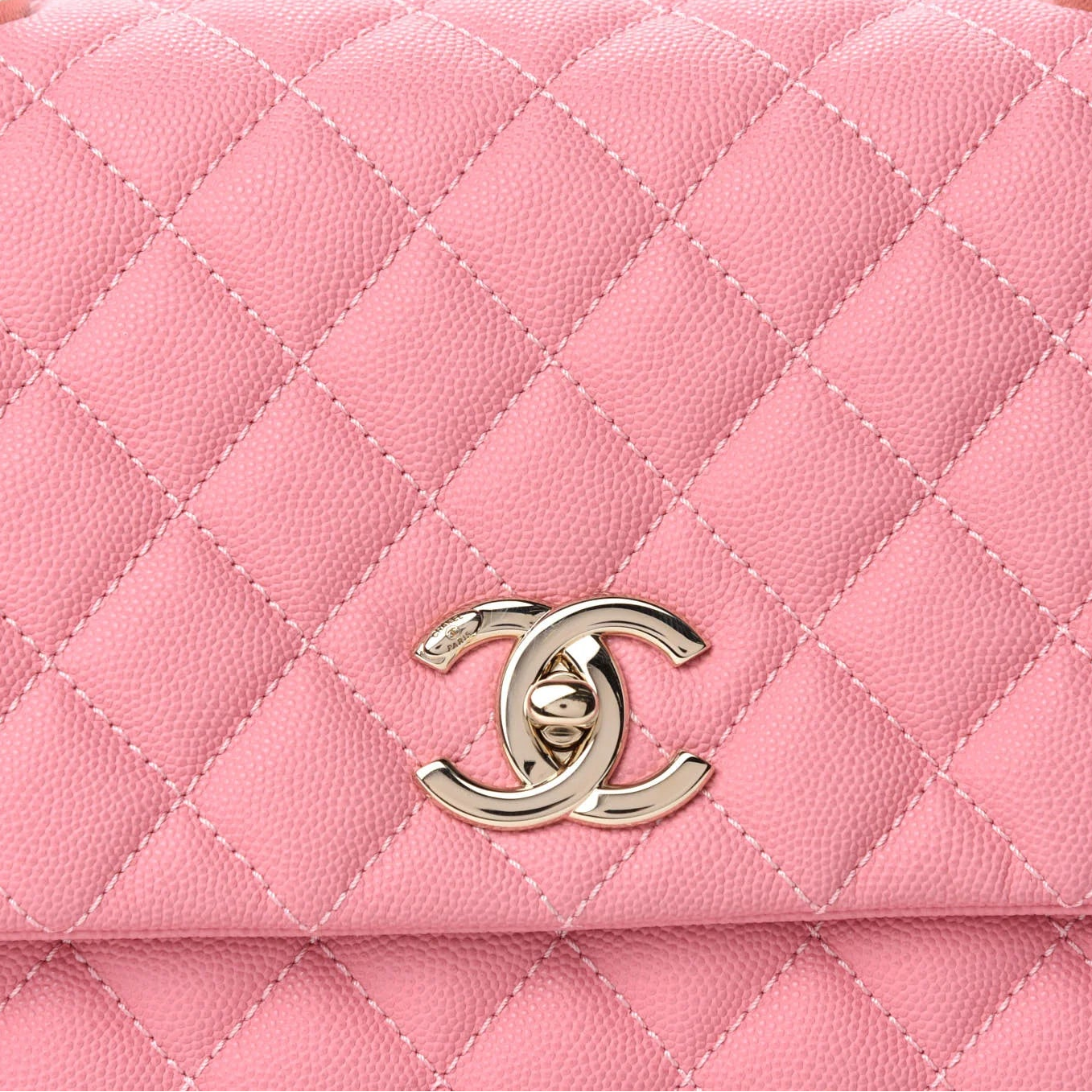 Caviar Quilted Small Coco Handle Flap Pink