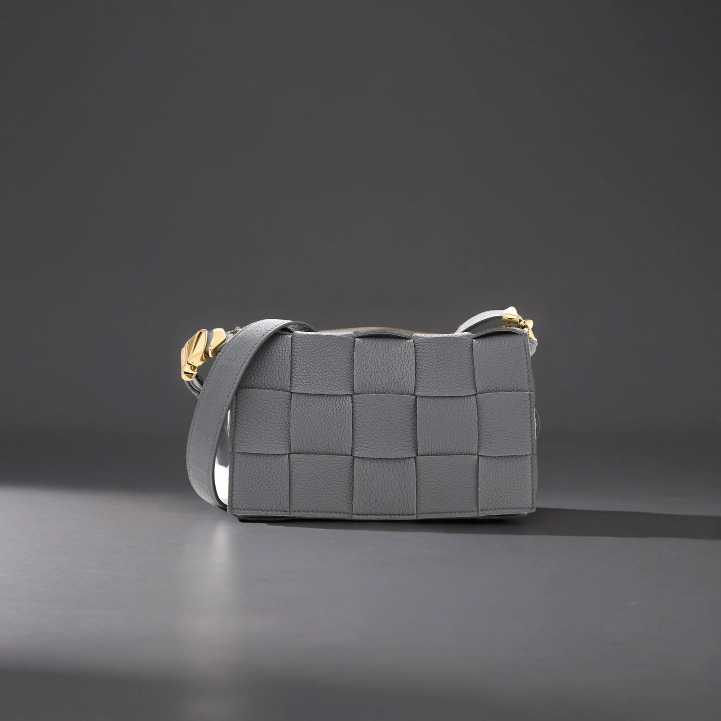 Grained Calfskin Maxi Intrecciato Cassette Crossbody Bag Deep Blue