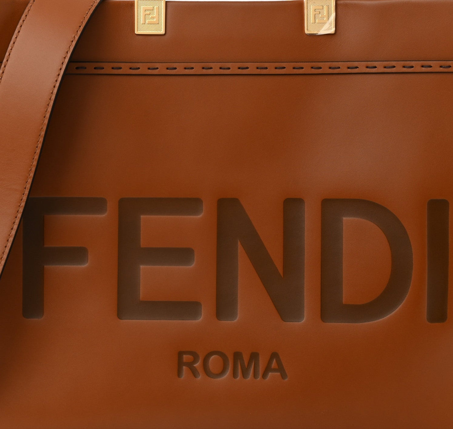 Vitello King Plexiglass Medium Fendi Sunshine Shopper Tote Cuoio