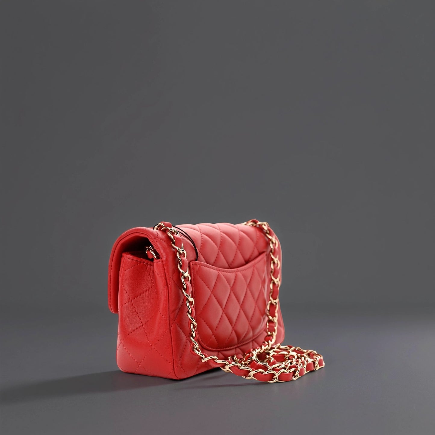 Lambskin Quilted Mini Rectangular Flap Red