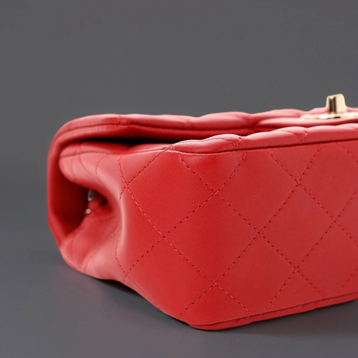 Lambskin Quilted Mini Rectangular Flap Red