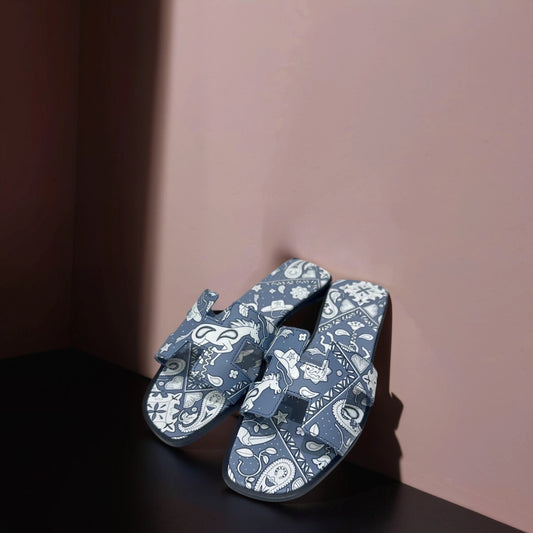 Oran Hermès Sandals 38.5 Leather blue