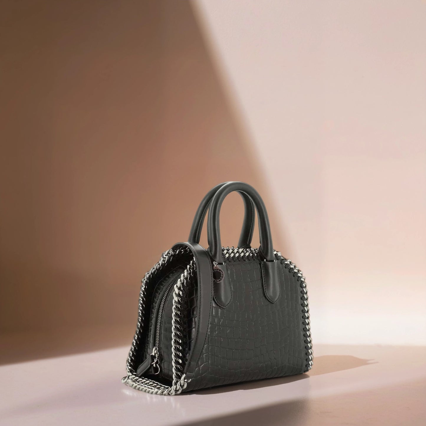 Stella McCartney Falabella Box Top Handle Bag Crocodile Embossed Faux Leather