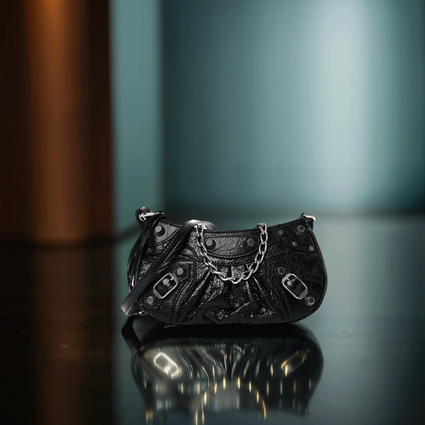 Agneau Arena Le Cagole Mini Purse With Chain Black