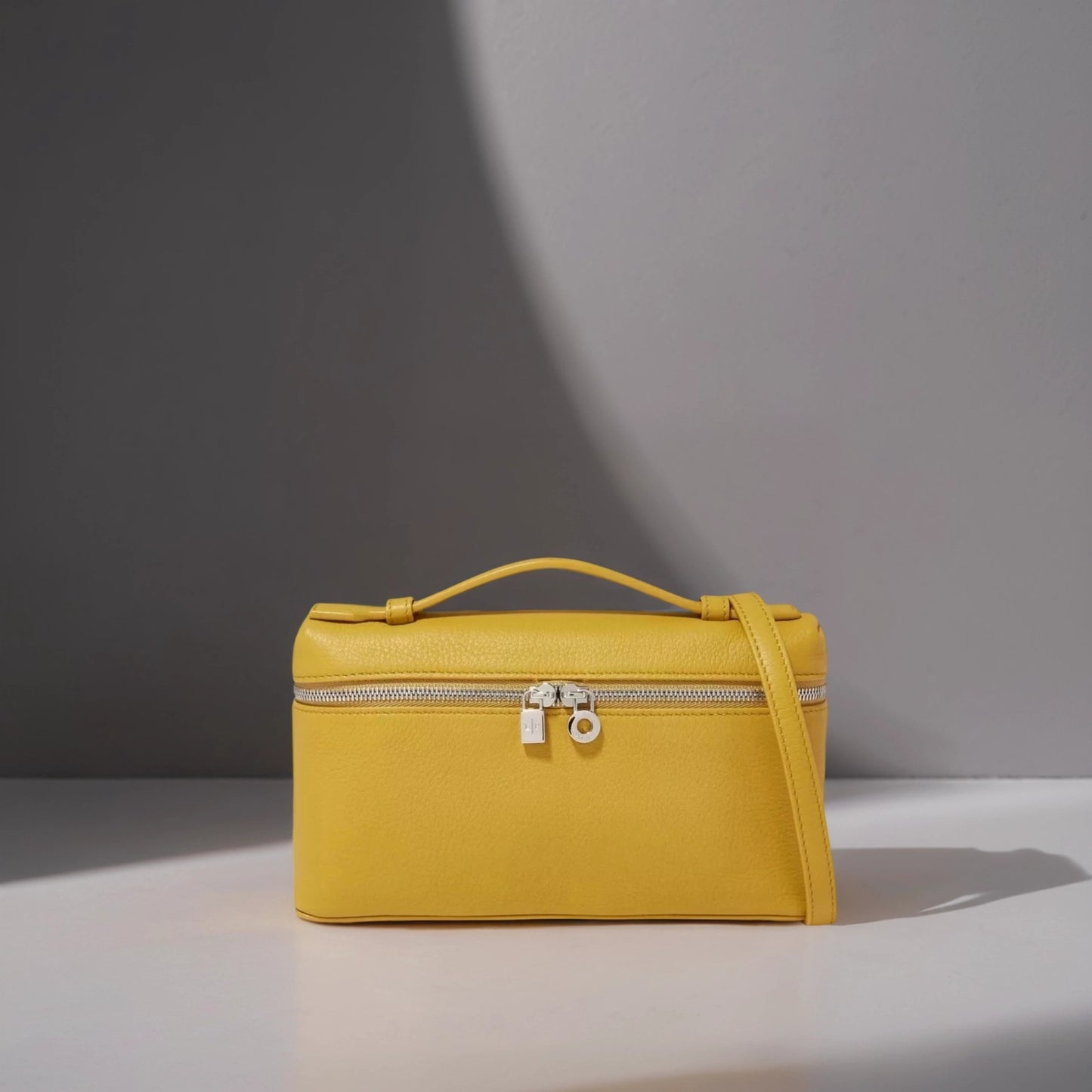 LORO PIANA Grained Calfskin L19 Extra Pocket Pouch Yellow